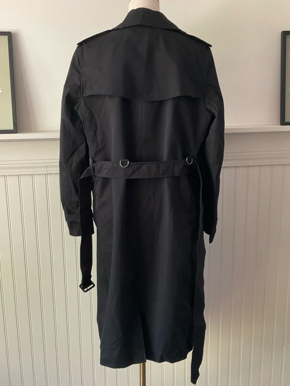 Burberry Kensington Trench Coat Black UK 14 US 12 Made in England Classic Belted - Picture 6 of 16